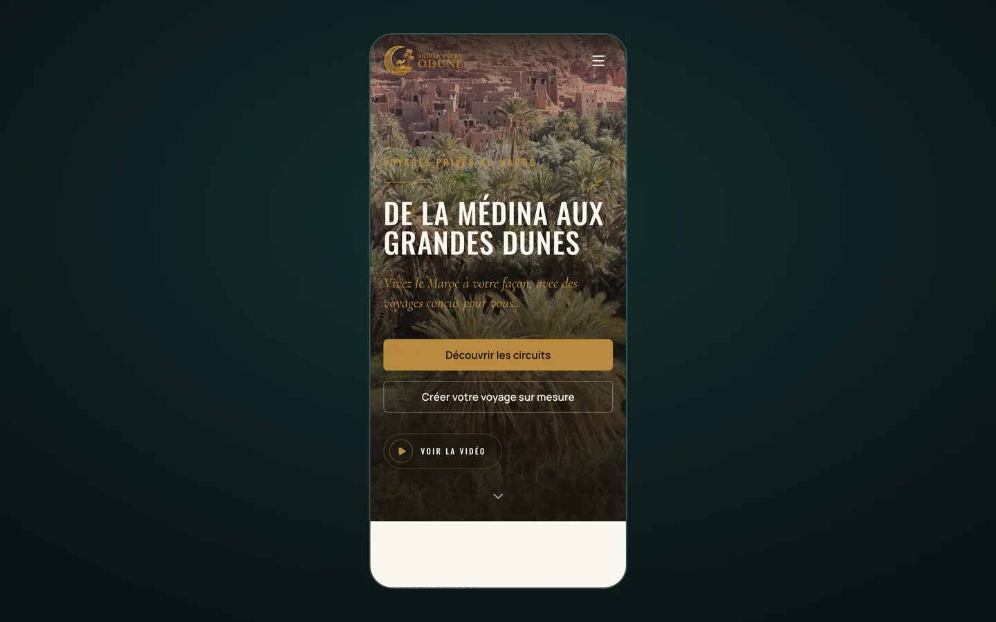 Odune Travel Agency sur un téléphone